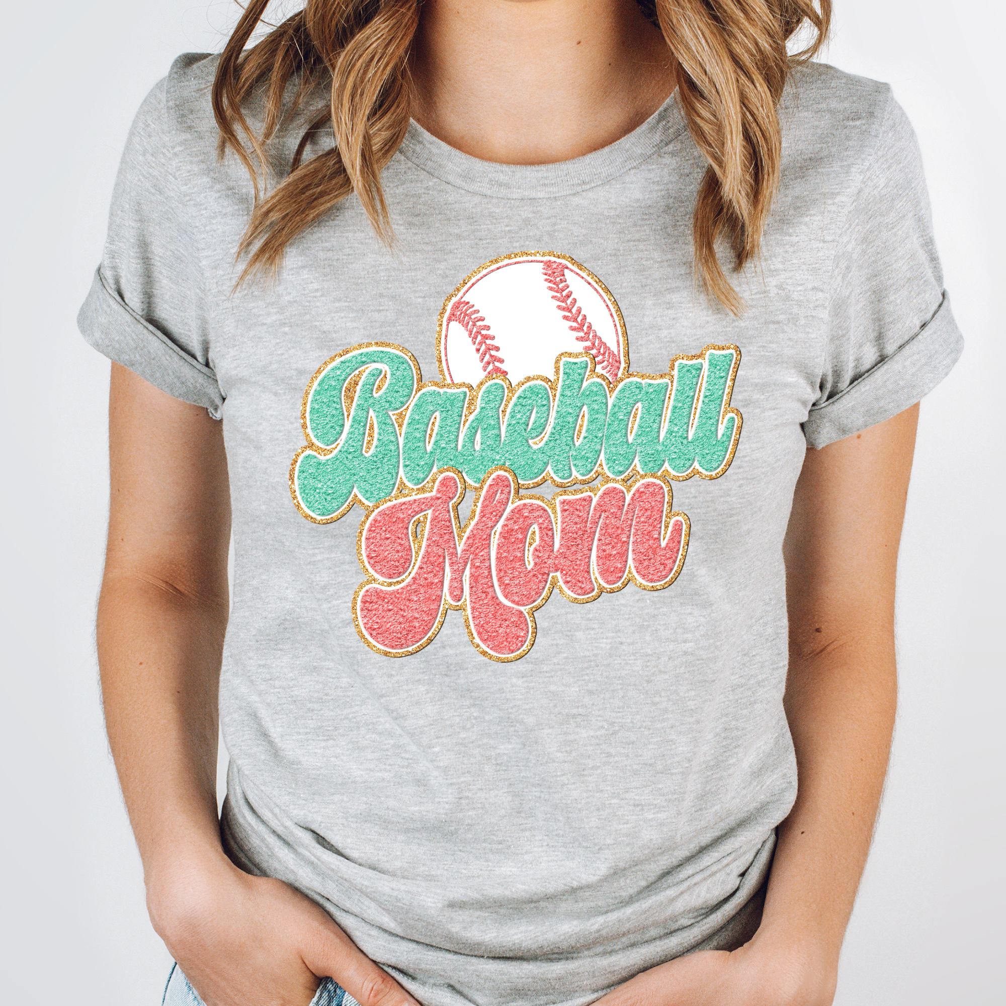 Baseball Mom- Faux Chenille Graphic Tee