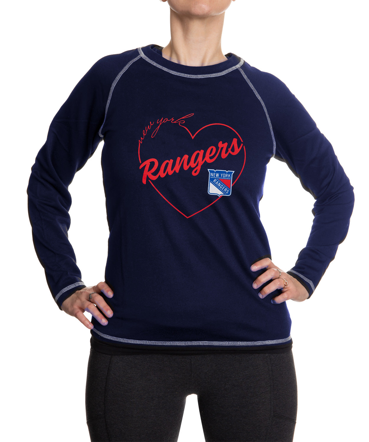 New York Rangers Heart Logo Long Sleeve Shirt for Women