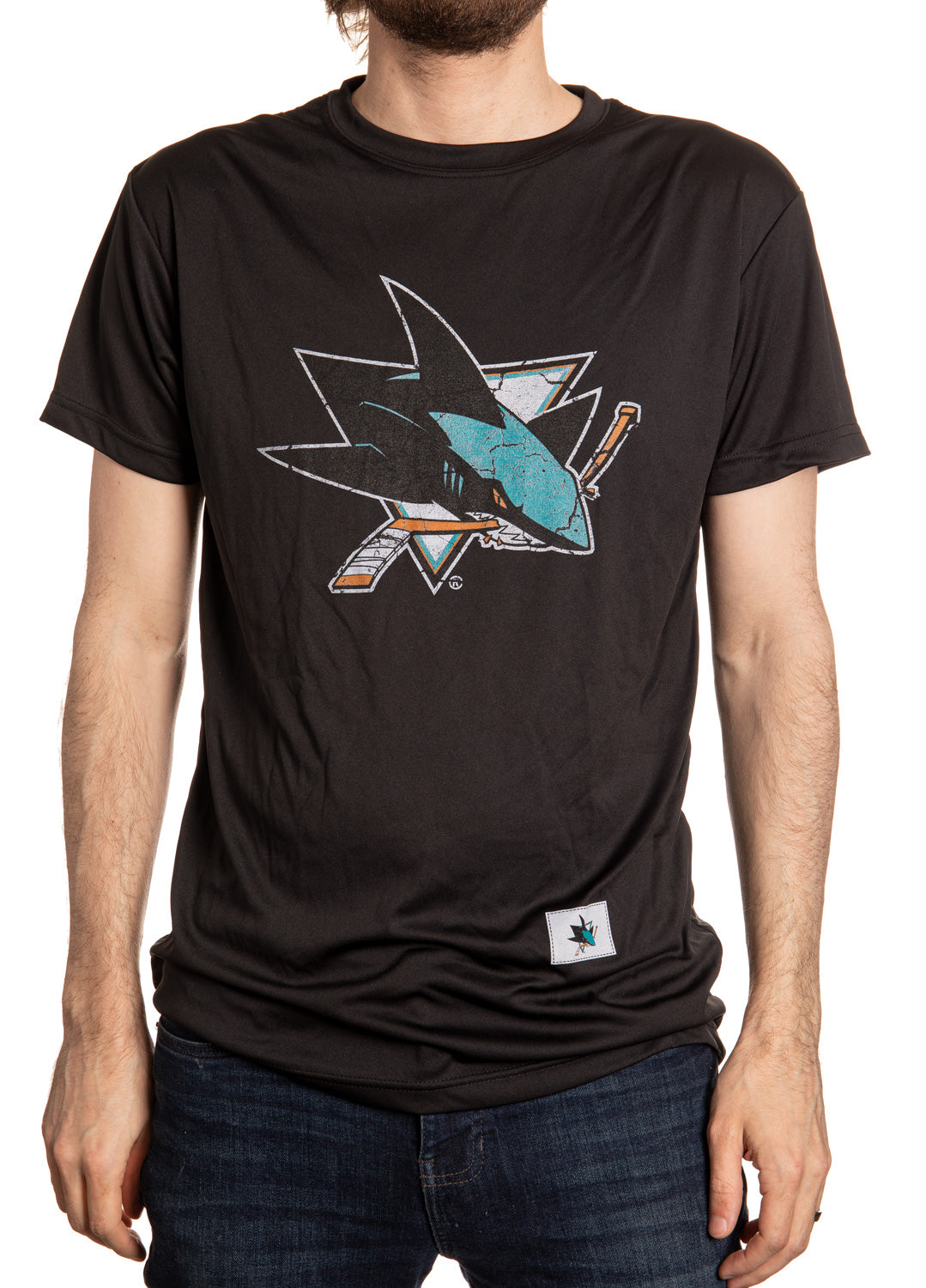 San Jose Sharks Short Sleeve Rashguard - Distressed Logo