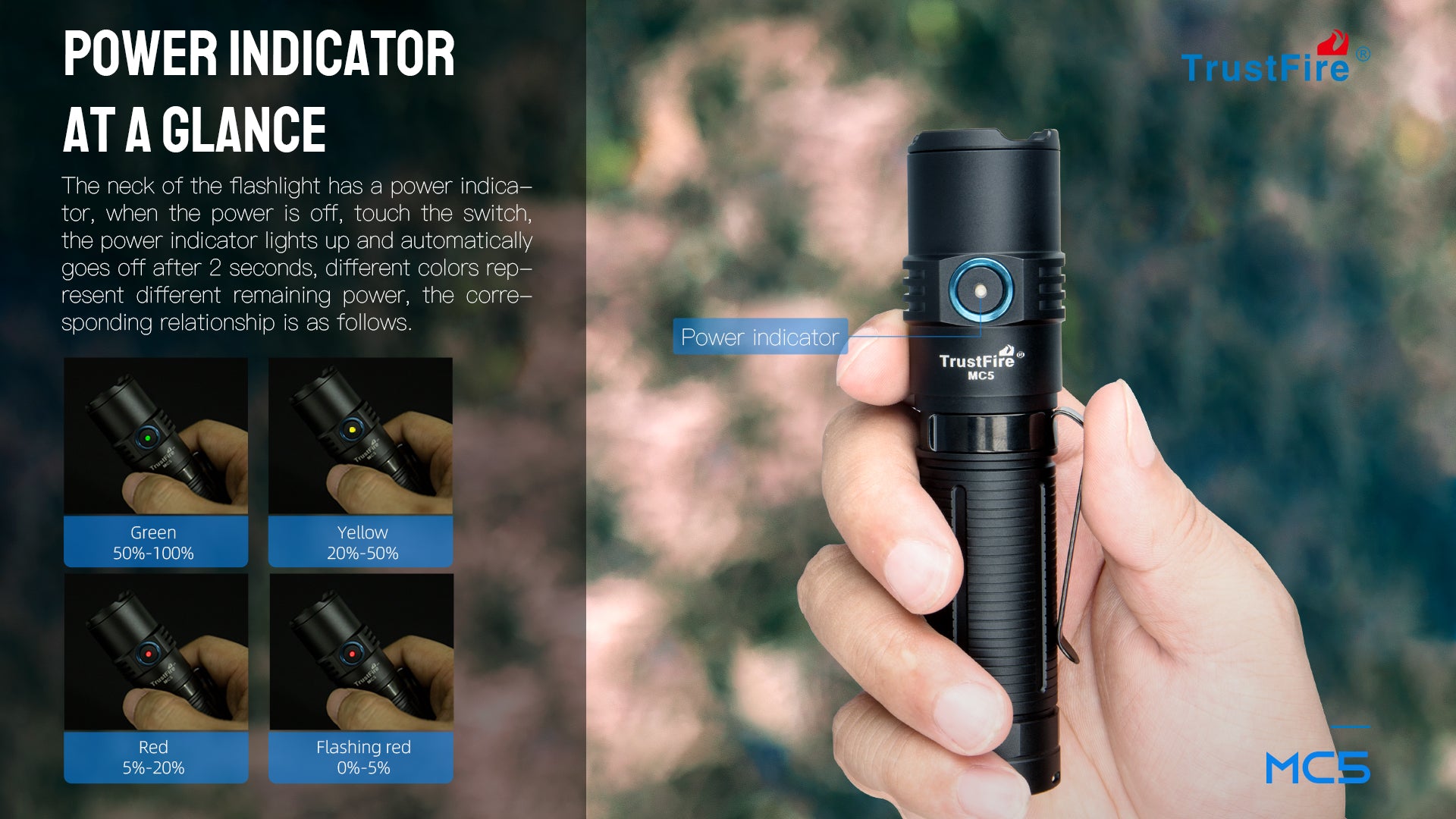 Trustfire MC5 Powerful 3300 Lumens Magnetic Rechargeable EDC Lamp Outdoor Lighting