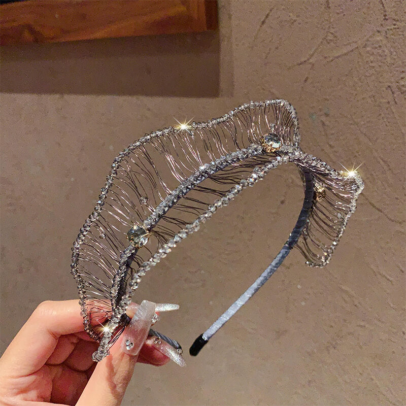 Luxury Handwoven Crystal Embellished Headband Accessories WAAMII Gray
