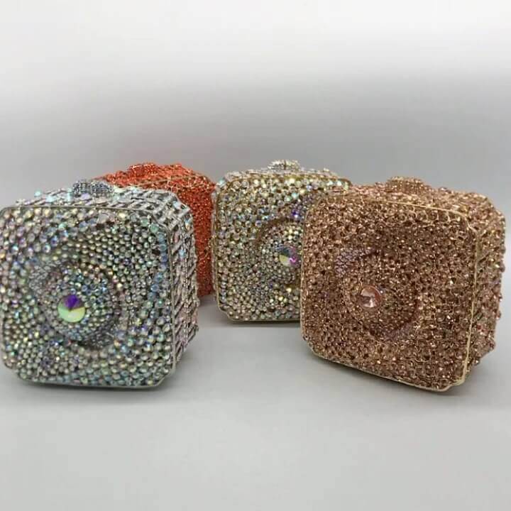verious colors double sided mini box crystal clutch