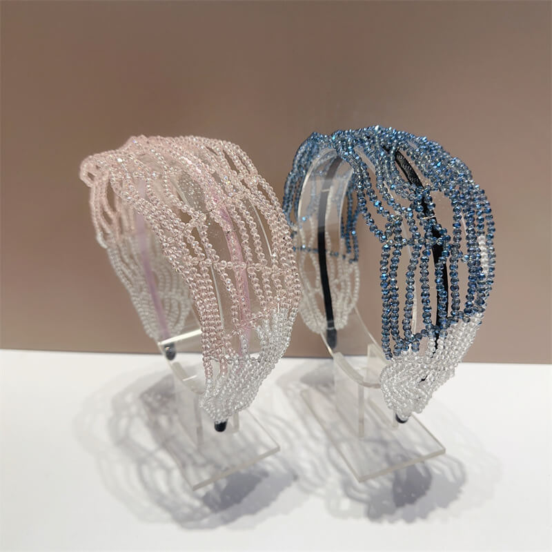 Multi-layer Crystal Gradient Wide Jeweled Headband Accessories WAAMII