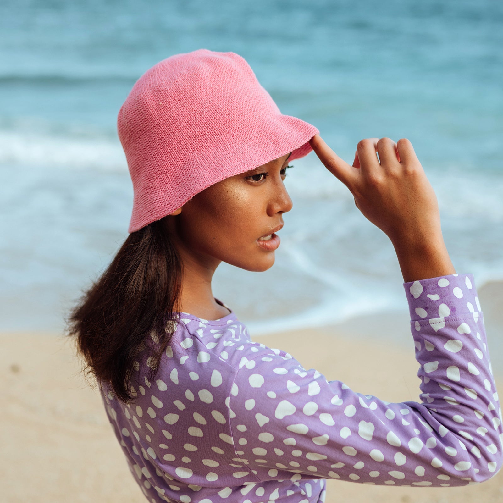 Florette Crochet Bucket Hat - Pink