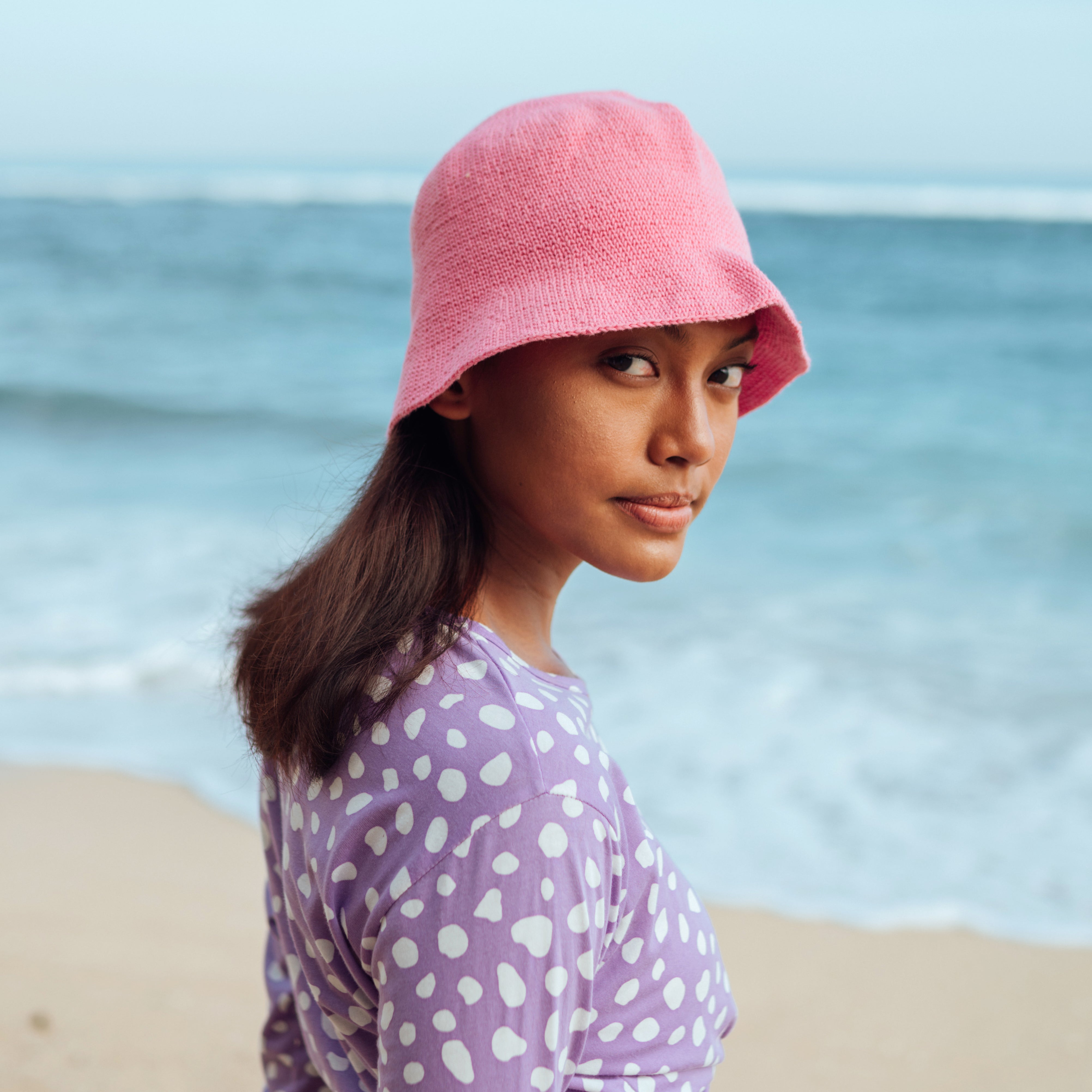 Florette Crochet Bucket Hat - Pink