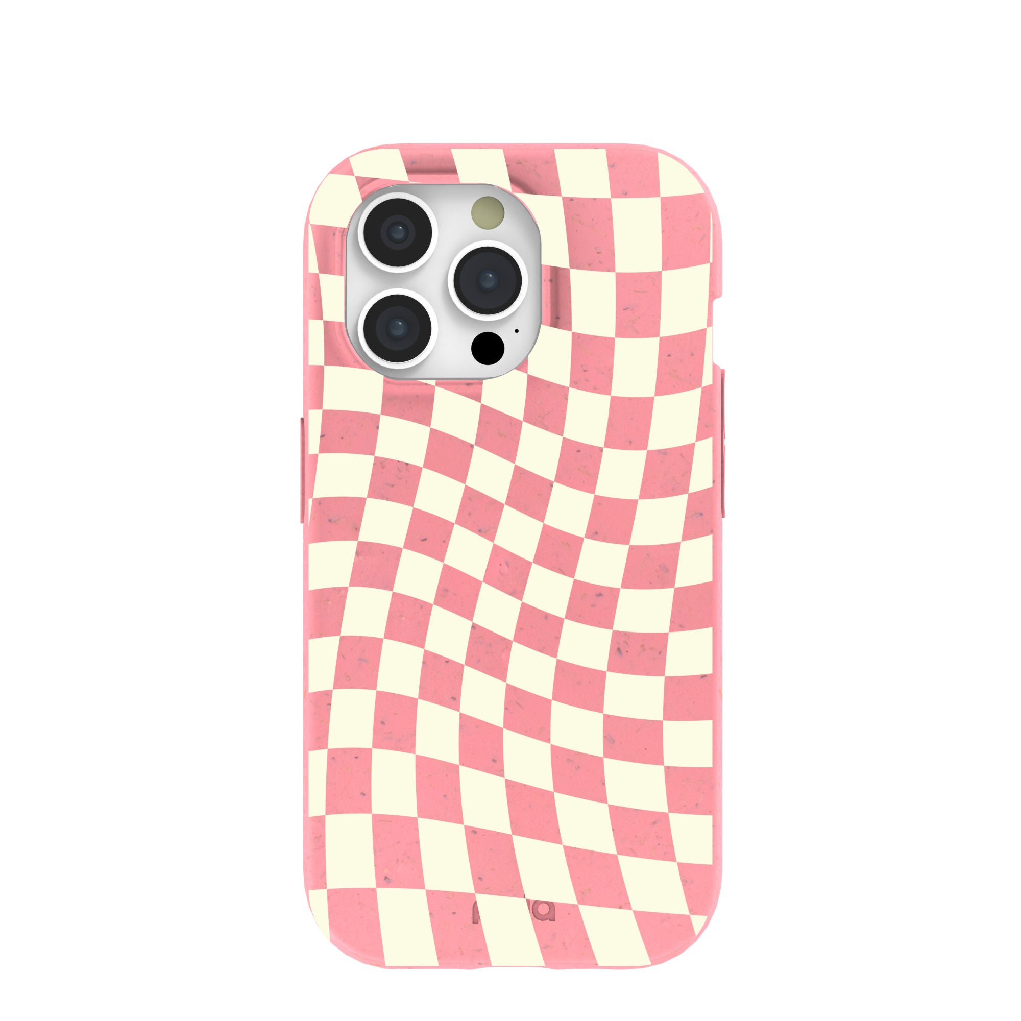 Bubblegum Pink Warped Checkers iPhone 15 Pro Case