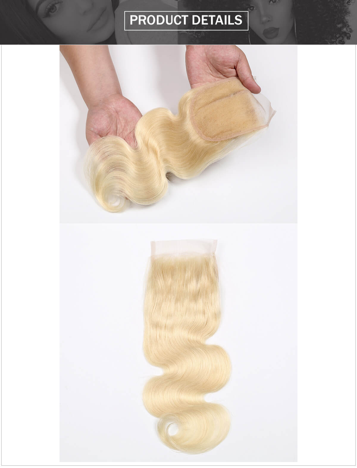 #613 blonde hair body wave lace closure