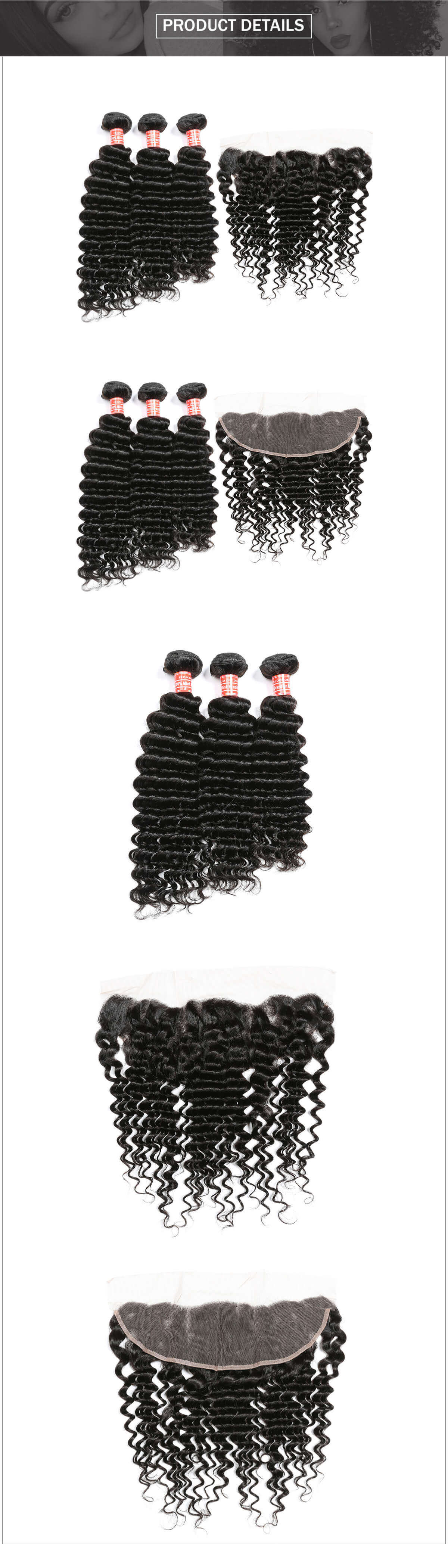 mink Brazilian hair deep wave hair bundles with frontal