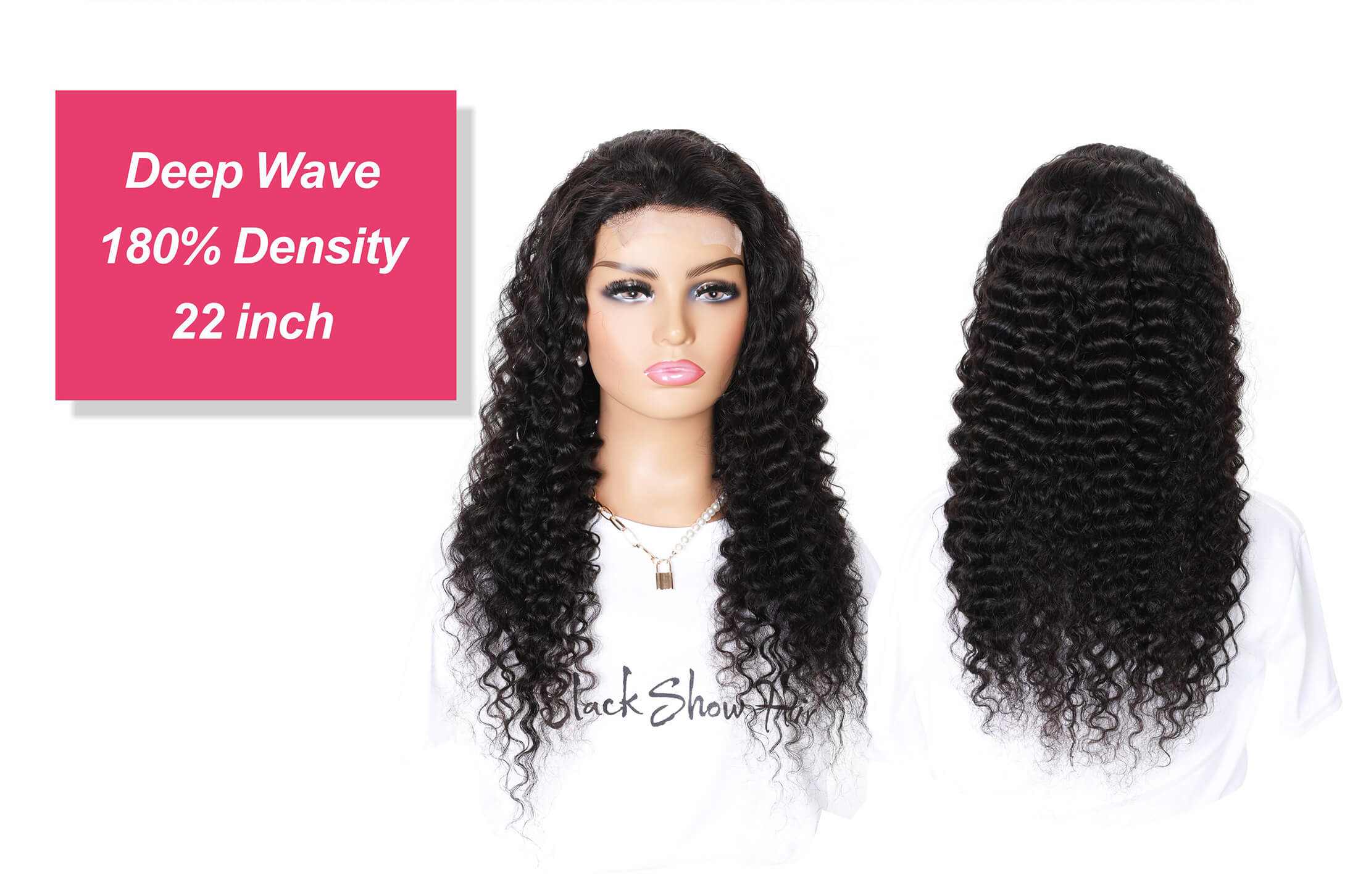 Black Show Hair transparent lace deep wave 4*4 lace closure wig