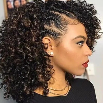 Hair Braided In A Row With Curls
