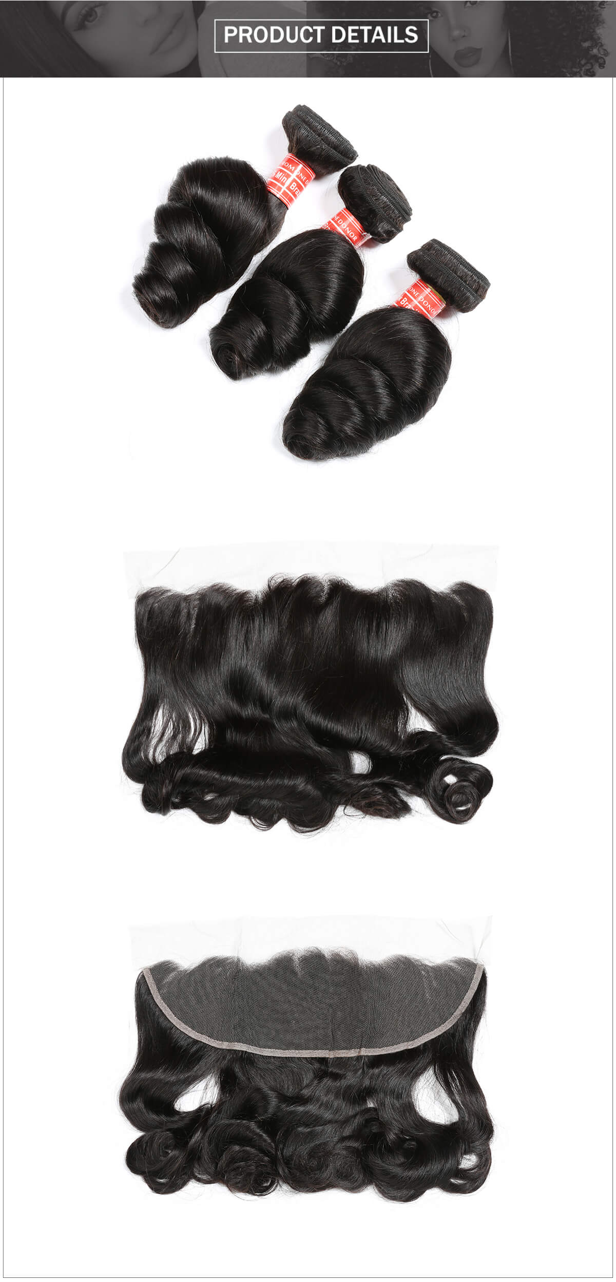 mink Brazilian hair loose wave hair bundles with frontal