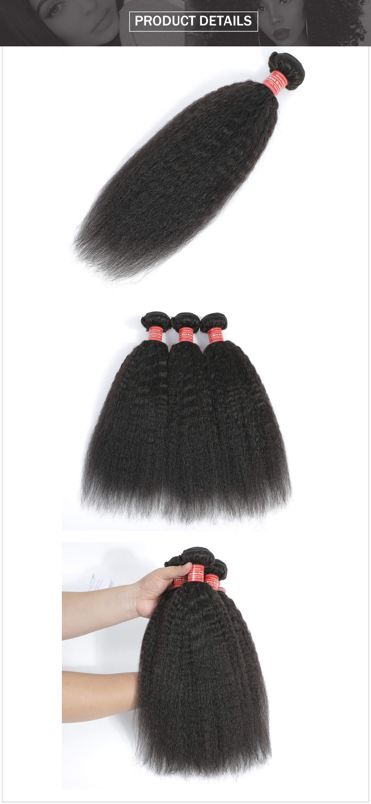 mink Brazilian hair kinky straight hair bundle