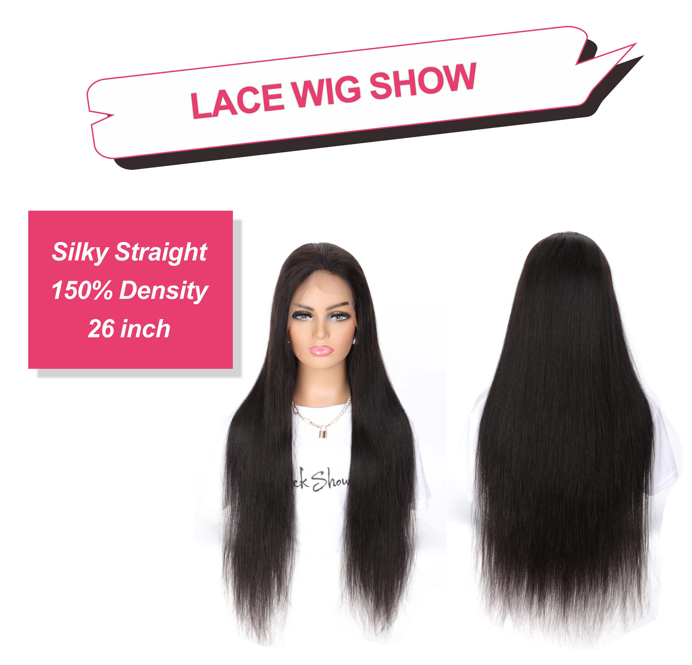 Black Show Hair silky straight transparent lace 4*4 lace closure wig