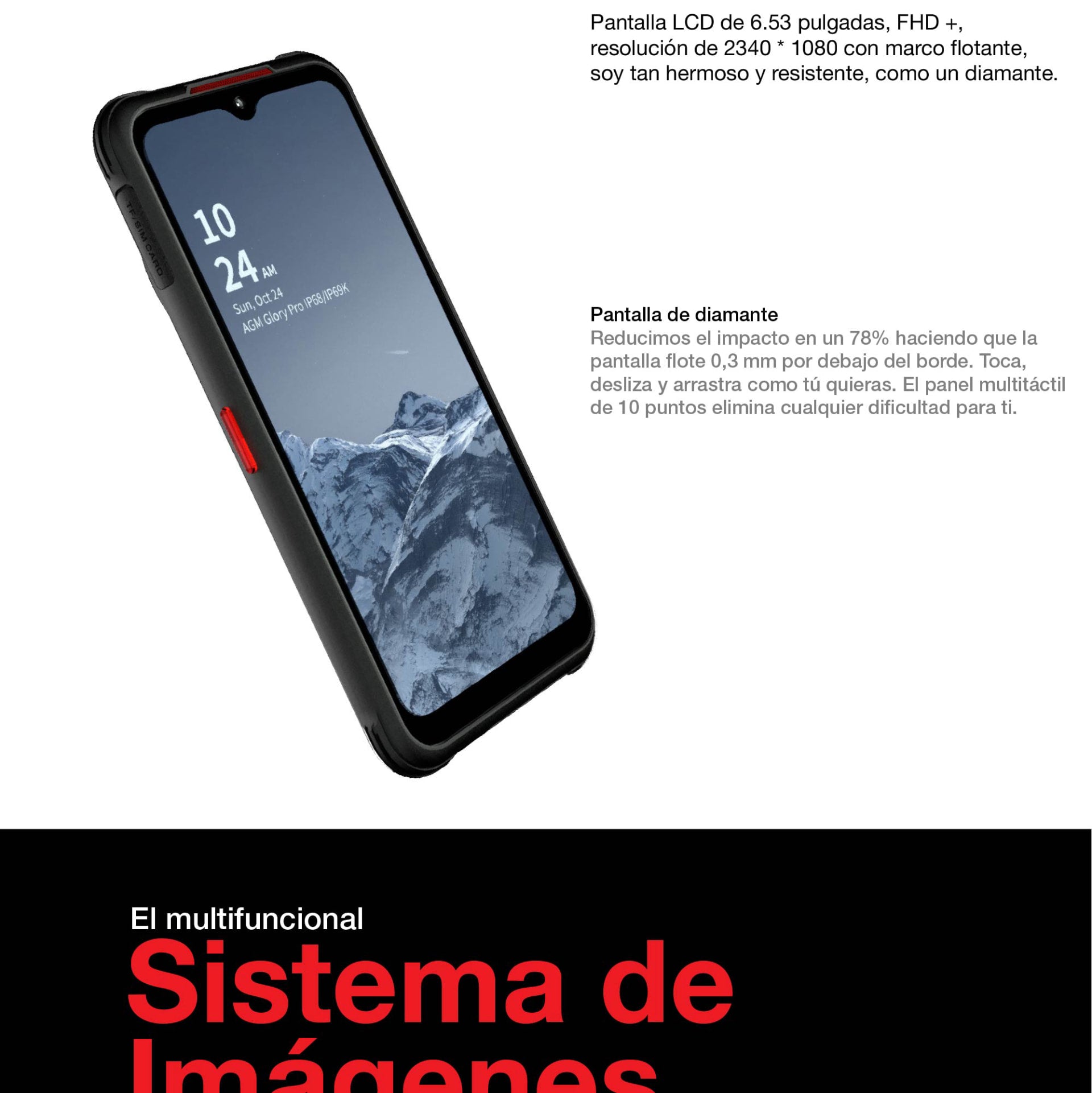 AGM Glory SE - Smartphone resistente desbloqueado, teléfono resistente,  Snapdragon 480 5G, teléfono celular resistente de 6.53 pulgadas FHD+,  altavoz