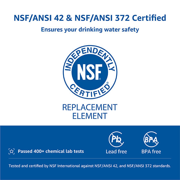 NSF certified filtration performance