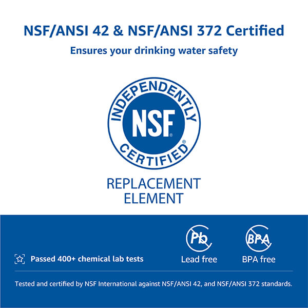 NSF certified filtration performance