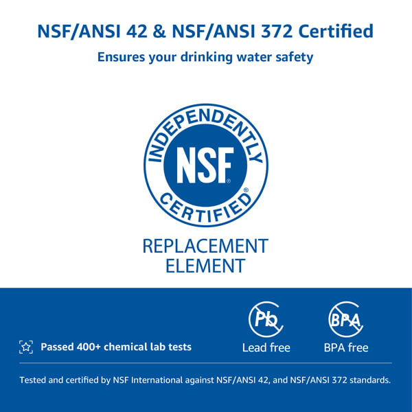 NSF Certified filtration performance