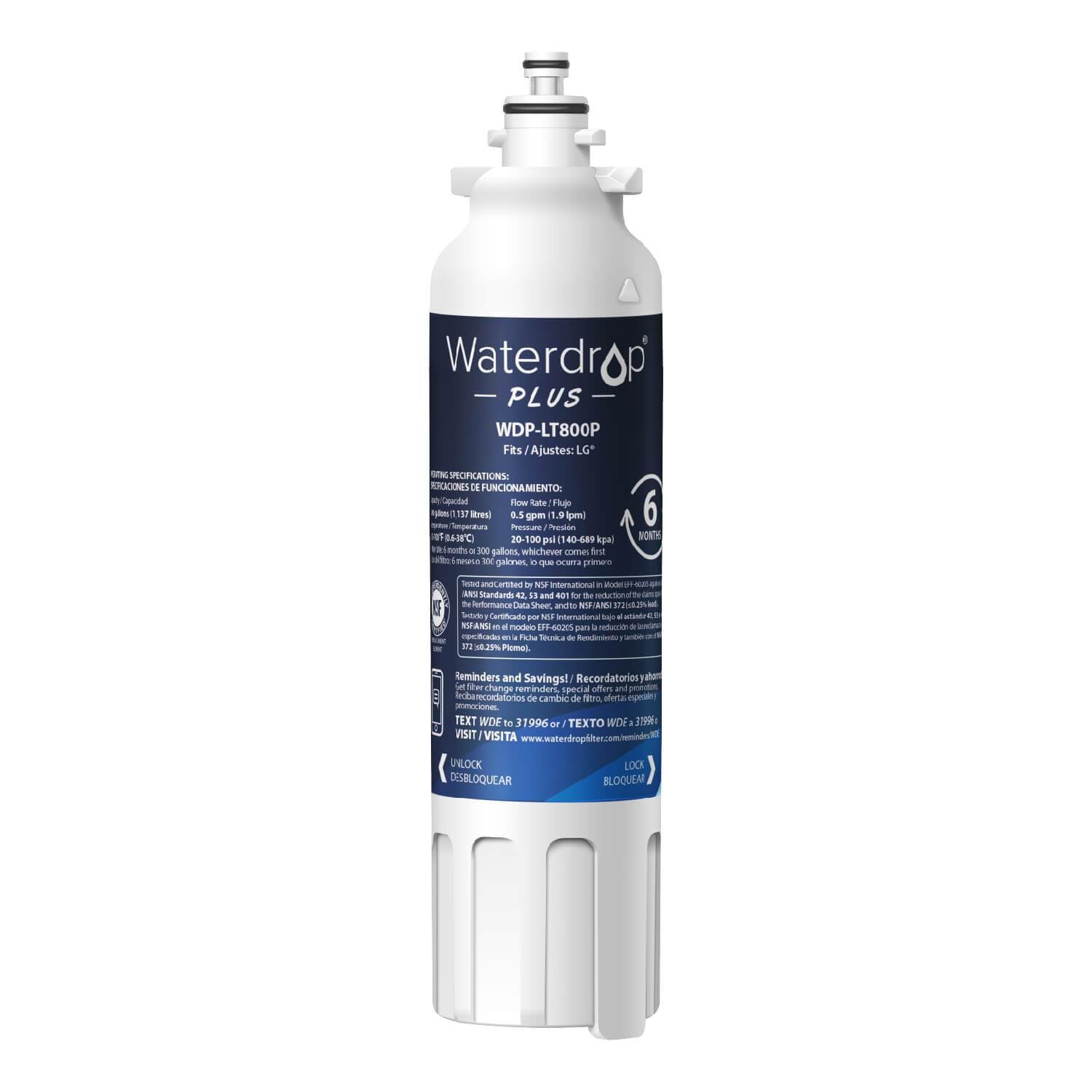 Waterdrop Replacement for LG Fridge Water Filter LT800P ADQ73613401