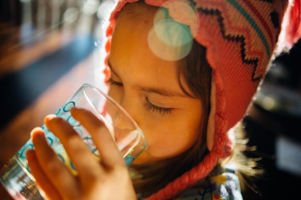 a girl drinking water