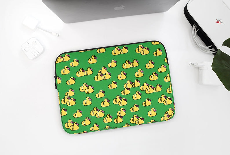 Green Yellow Duck Graphic Laptop Sleeves iPad 11