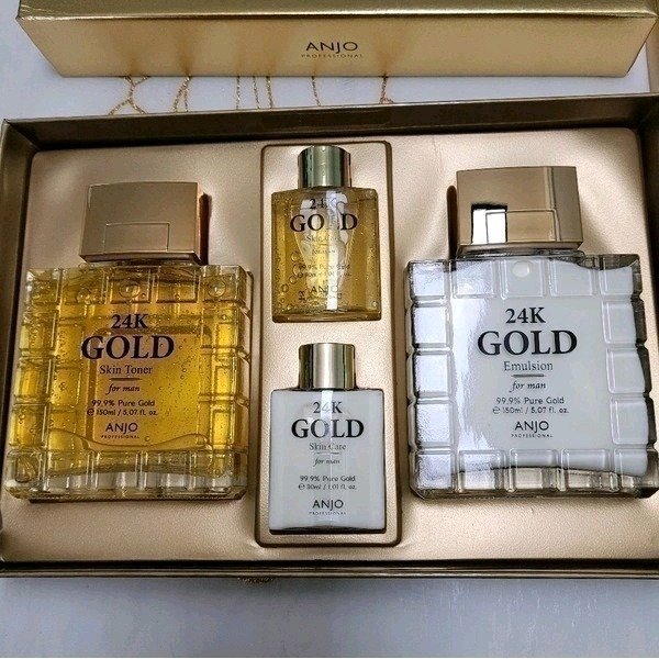 ANJO Professional 24k Gold Skincare Set For Men Anti Wrinkles Moisture Homme Cosmetics