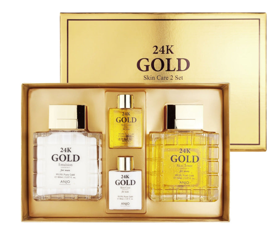 ANJO Professional 24k Gold Skincare Set For Men Anti Wrinkles Moisture Homme Cosmetics