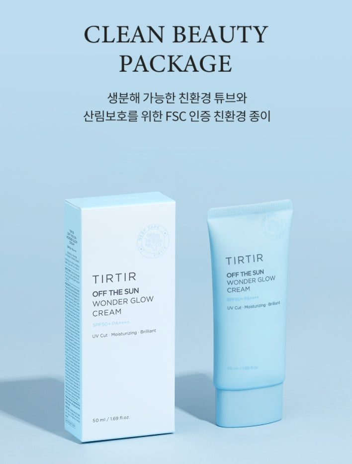 TIRTIR Off The Sun Wonder Glow Cream SPF50+/PA++++ Sunblock Reef Safe Suncreens Facial Skincare Hyaluronic Acid