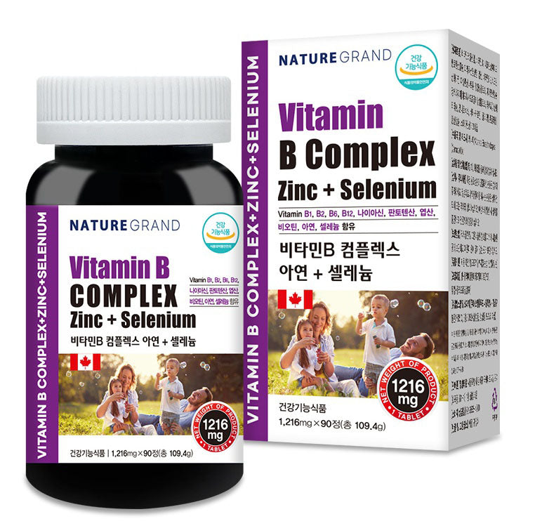 NATUREGRAND Vitamin B Complex Zinc Selenium Health Supplement 90Tablet