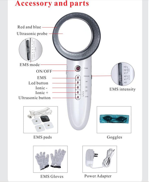 6 in 1 Ultrasound Cavitation EMS Body Slimming Massager Machine Instruction Manual