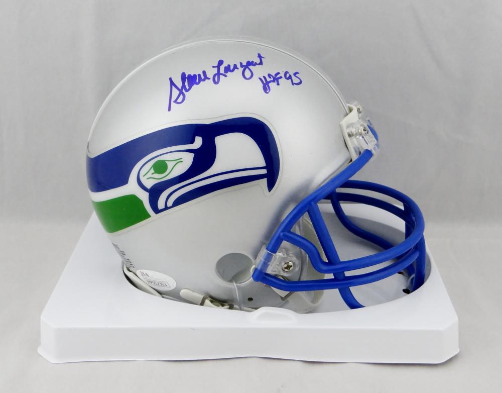 Steve Largent HOF Signed Seattle Seahawks 83-01 TB Mini Helmet- JSA W Auth *Blue