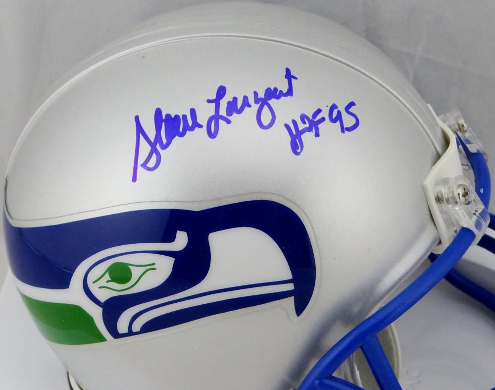 Steve Largent HOF Signed Seattle Seahawks 83-01 TB Mini Helmet- JSA W Auth *Blue