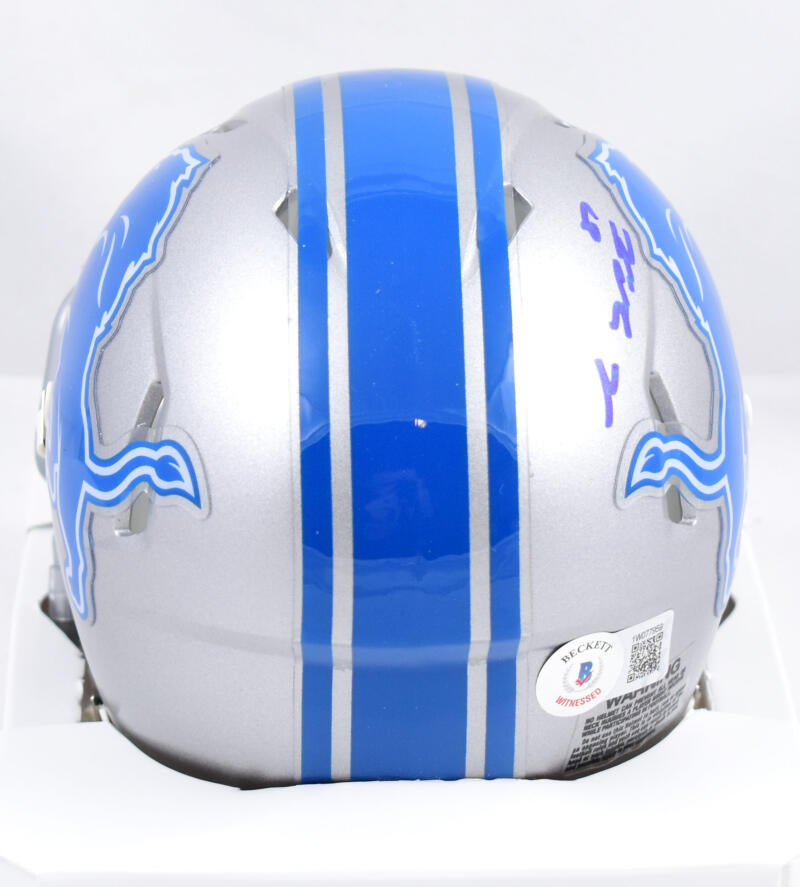 Sam LaPorta Autographed Detroit Lions Speed Mini Helmet- Beckett W Hologram *Blue