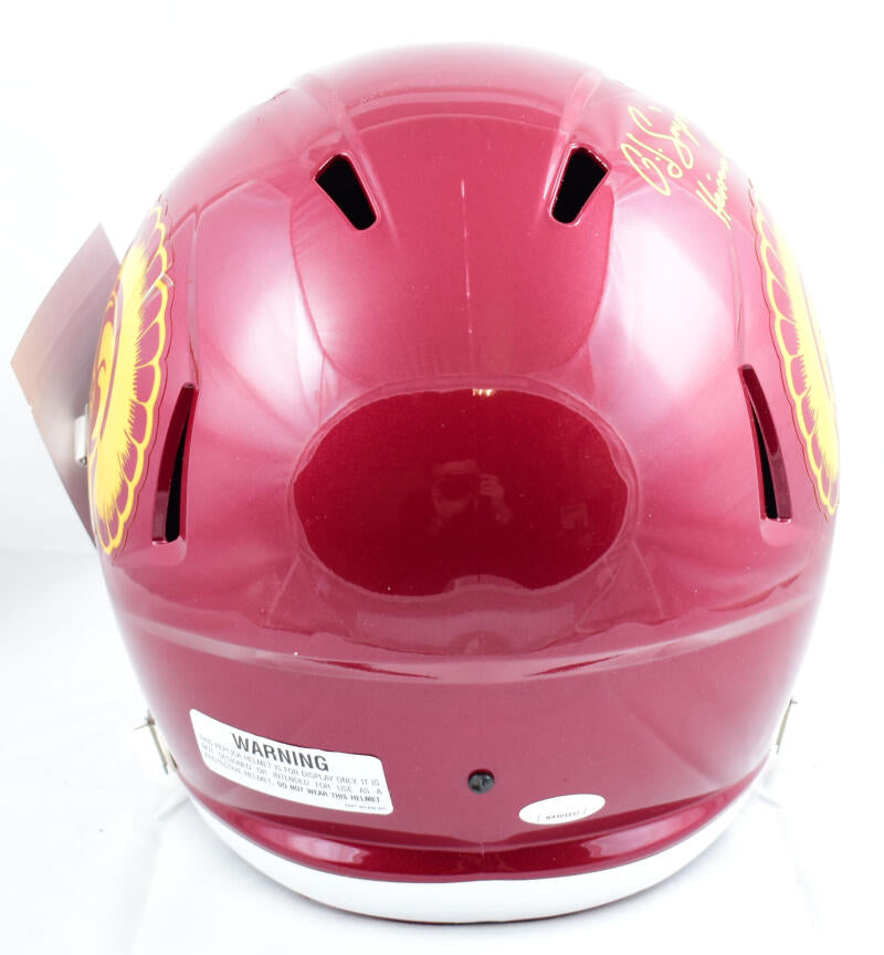 OJ Simpson Autographed USC Trojans F/S Speed Helmet w/ Heisman - JSA W *Yellow
