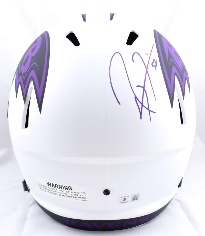 Ray Lewis Autographed Baltimore Ravens F/S Lunar Speed Helmet-Beckett W Hologram *Purple