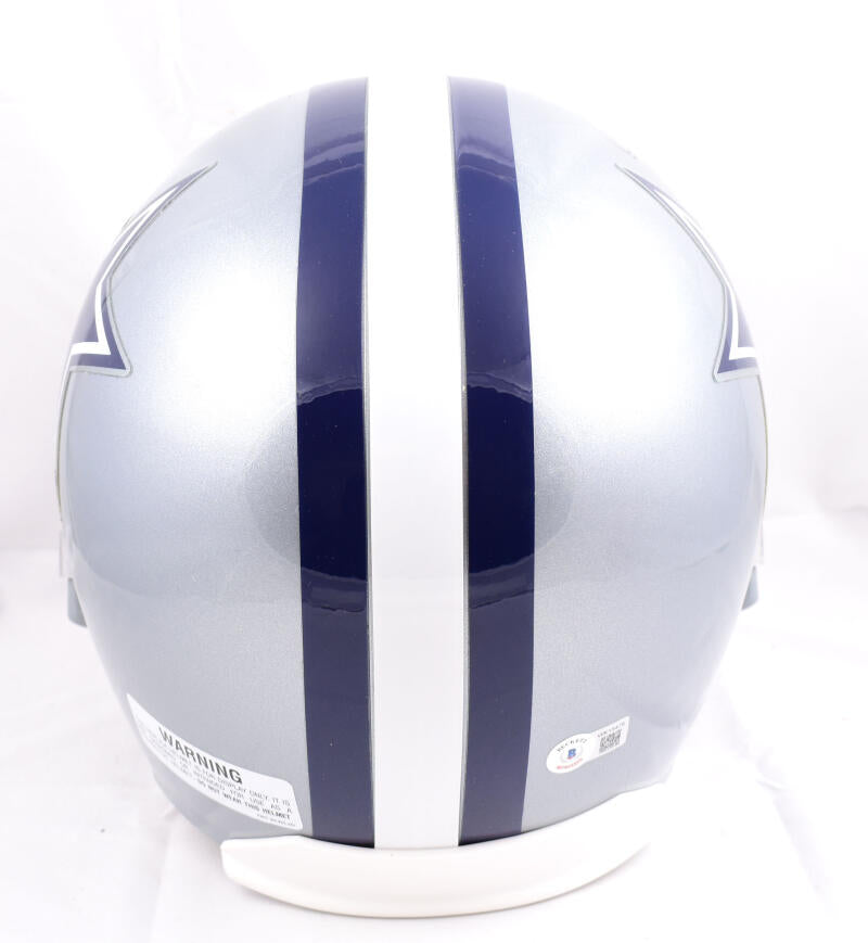 Emmitt Smith Autographed F/S Dallas Cowboys Helmet w/ HOF - Beckett W Hologram *Black