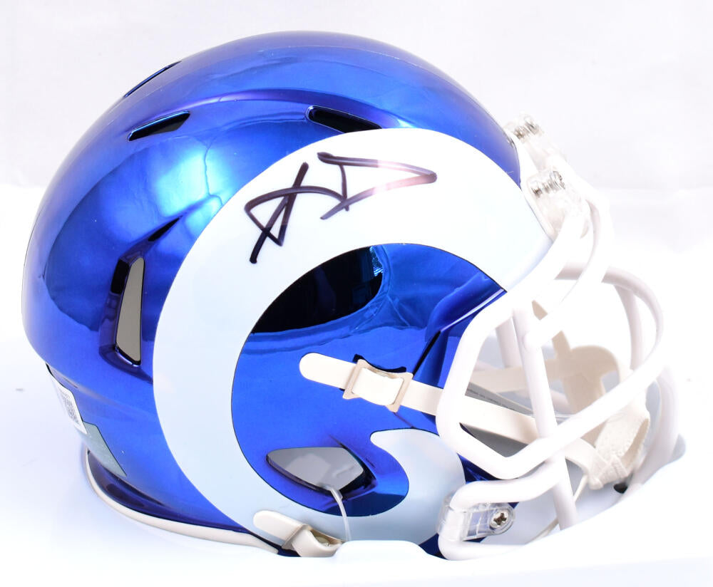 Aaron Donald Autographed Los Angeles Rams Chrome Speed Mini Helmet-Beckett W Hologram *Black