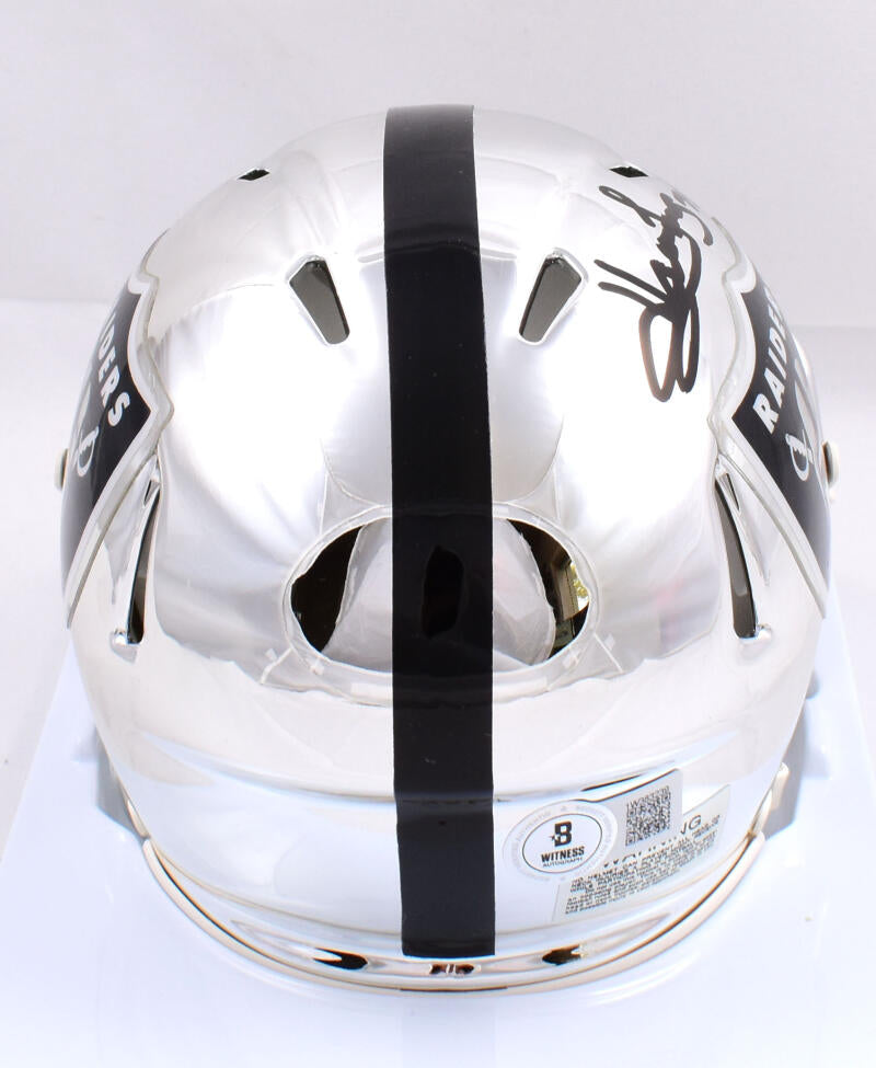 Howie Long Autographed Raiders Chrome Speed Mini Helmet-Beckett W Hologram *Black