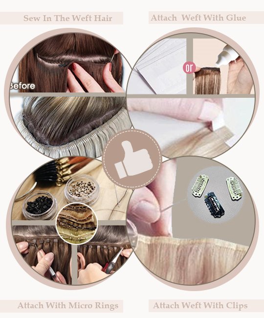 100% virgin hair hand tied weft human hair extensions