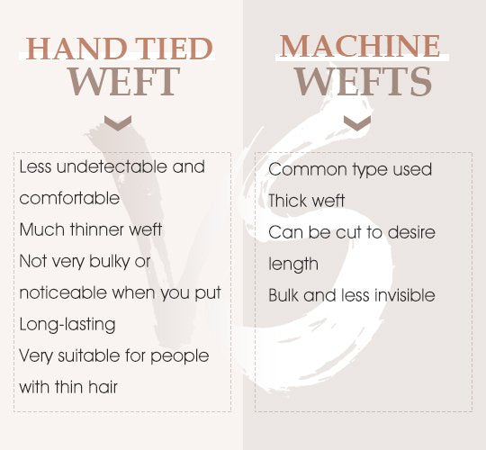 hand tied weft vs machine weft