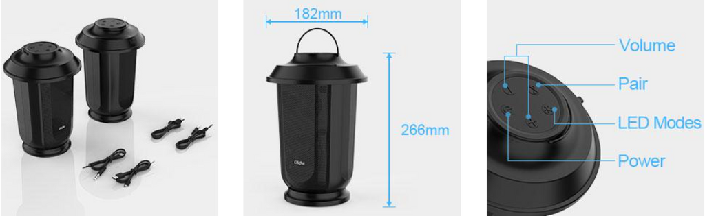 portable atmosphere speakers with led light