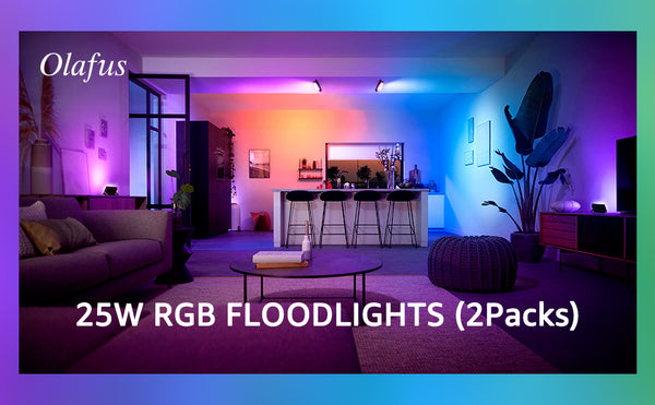 OLAFUS 25W RGB Flood Light 2 pack