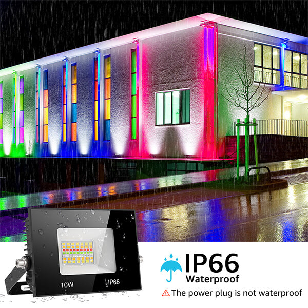 2x10W Smart RGB LED Flutlicht, Alexa Farbwechsel IP66 Wasserdichtes Flutlicht (EU Standard)