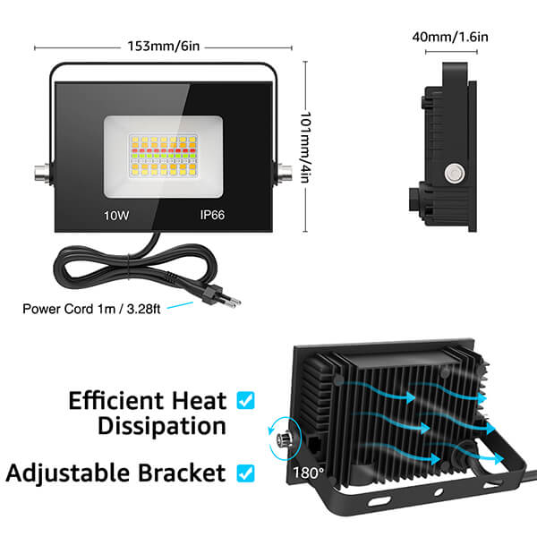 2x10W Smart RGB LED Flutlicht, Alexa Farbwechsel IP66 Wasserdichtes Flutlicht (EU Standard)