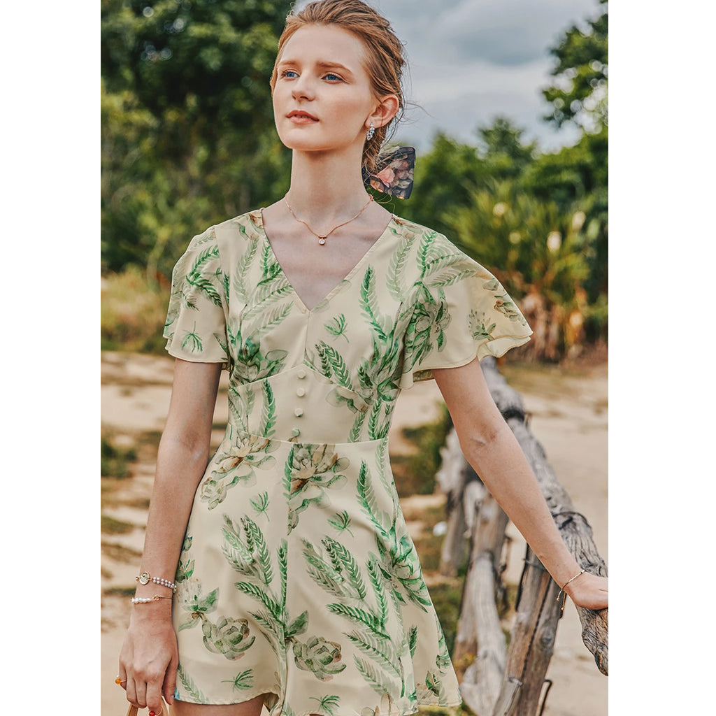 Printed Jumpsuit Wide Leg Shorts