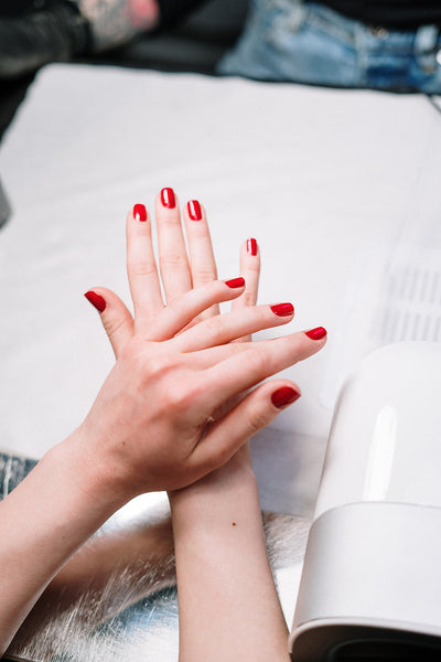 V Shape Square Fingernails Press On Nails Short Red Color With Glitter Fake  Nails Art Pre Designed Franch Love