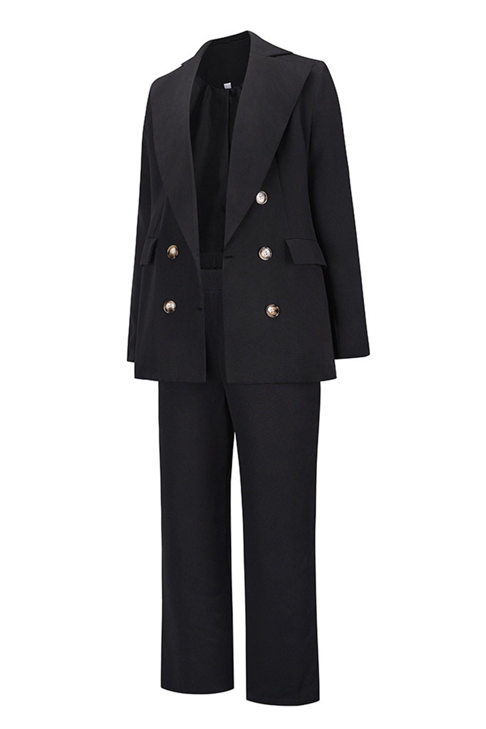 Large Lapel Double Breasted Blazer Casual Straight Trousers Suit