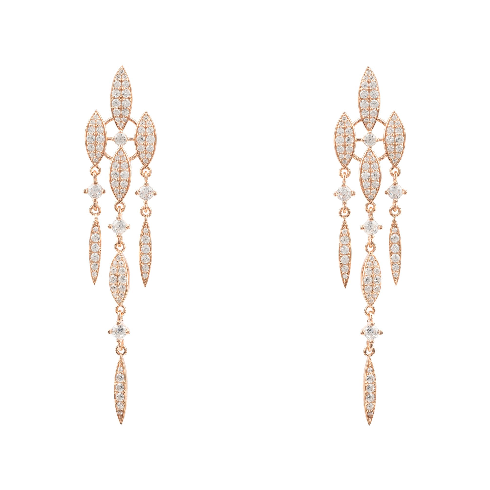 Valencia Statement Drop Earring White CZ Rose Gold