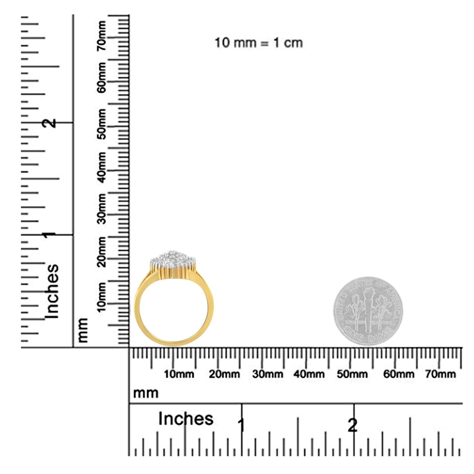 10K Yellow Gold Diamond Cocktail Ring (1/4 Cttw, I-J Color, I3 Clarity) - Size 8