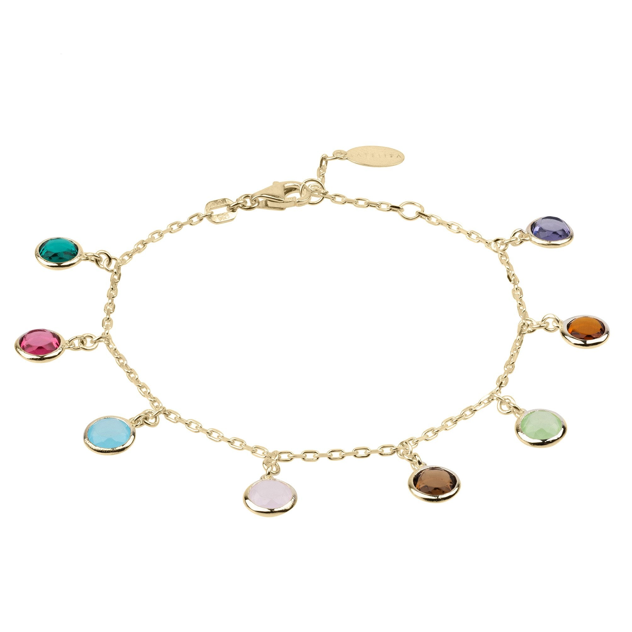 Florence Multi Coloured Gemstone Bracelet Gold