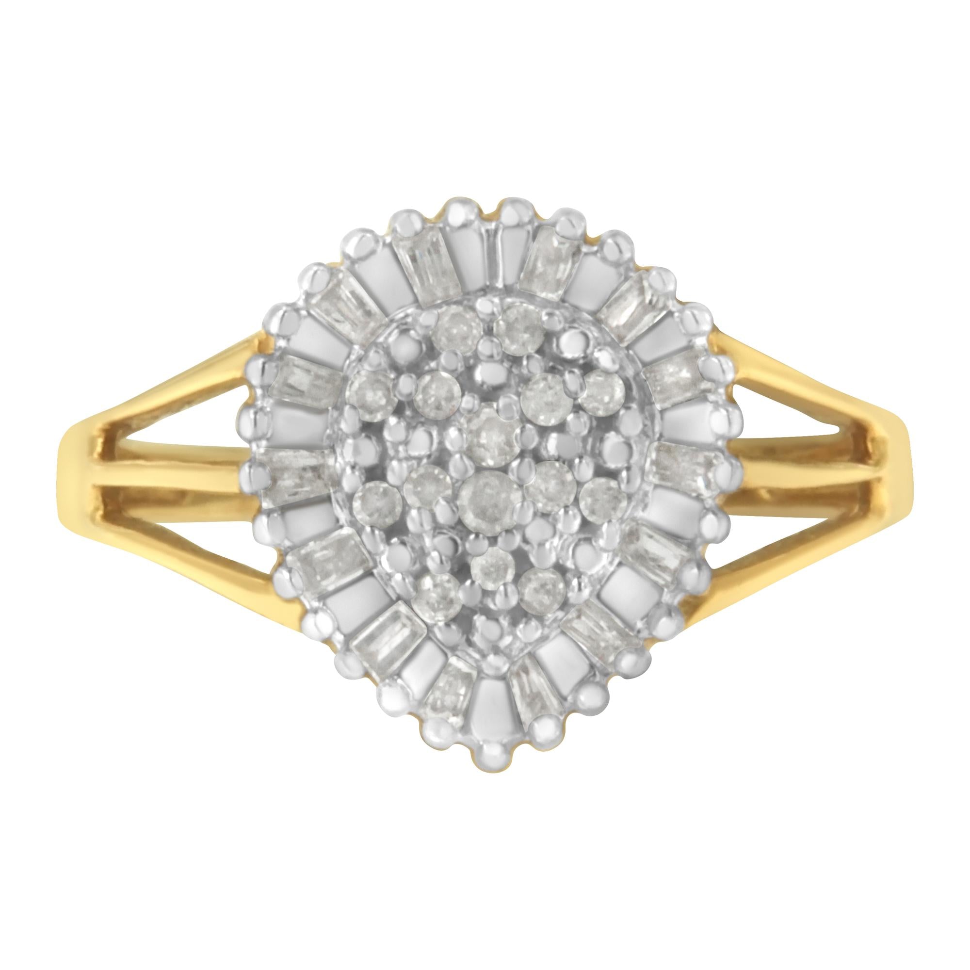 10K Yellow Gold Diamond Cocktail Ring (1/4 Cttw, I-J Color, I3 Clarity) - Size 8